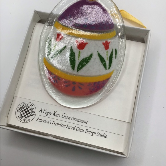 Vintage Peggy Karr Glass Easter Egg /  Spring Ornament - Picture 2 of 4